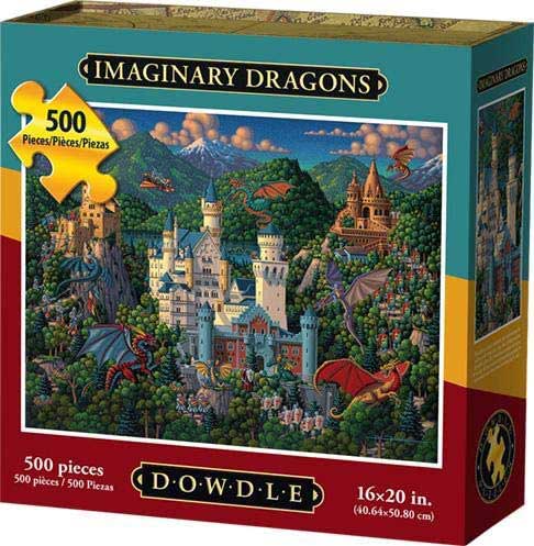 Imaginary Dragons DUPE 500 Pieces Dowdle Folk Art Puzzle Warehouse