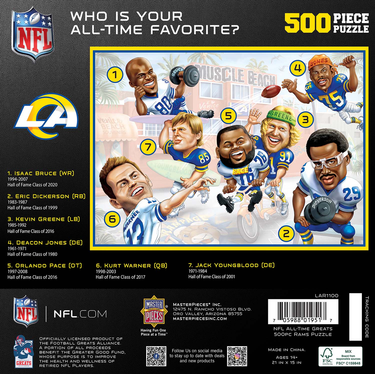 Los Angeles Rams NFL All Time Greats 500 Pieces MasterPieces