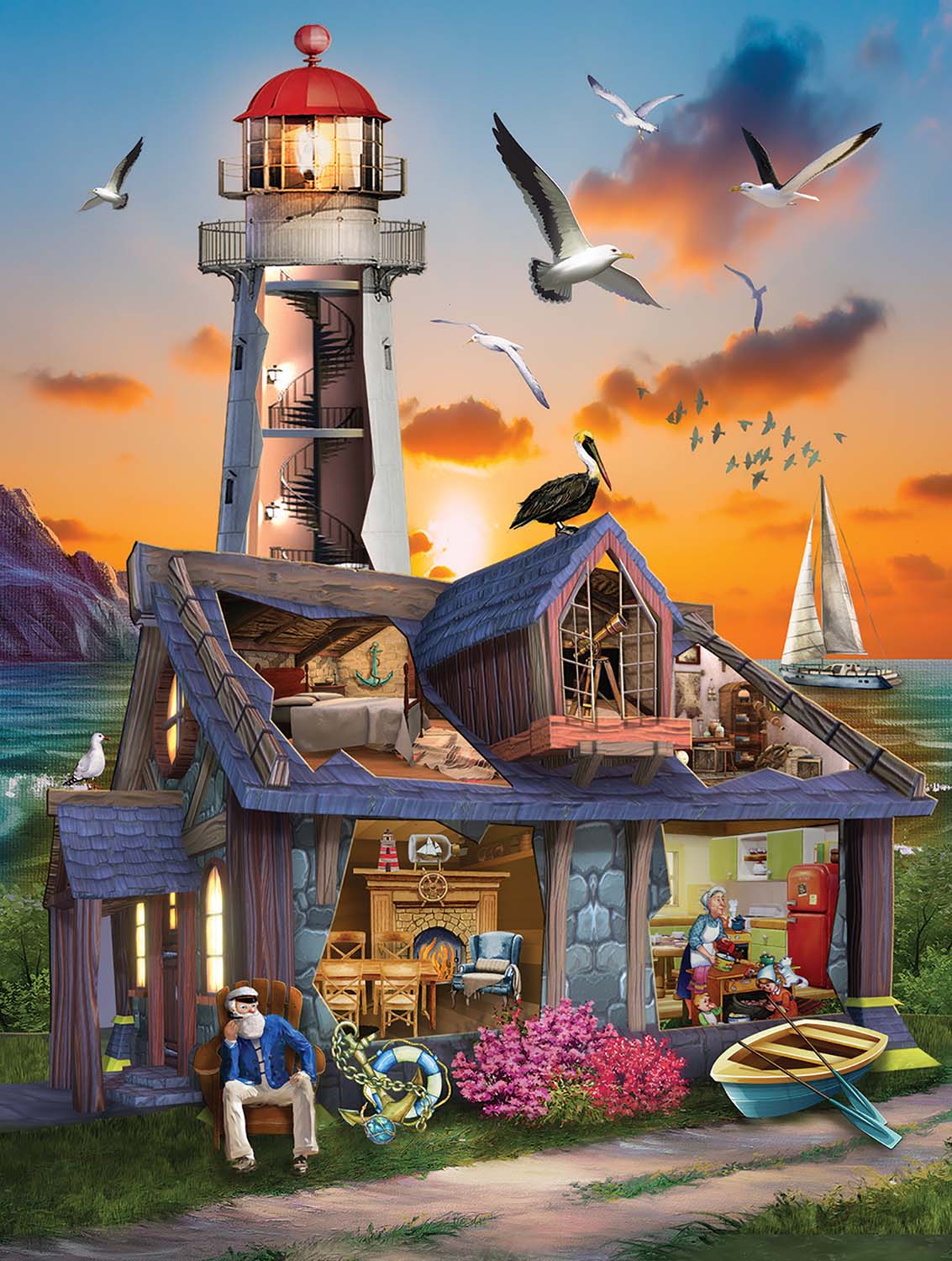 Lighthouse Keepers Home 300 Pieces SunsOut Puzzle Warehouse