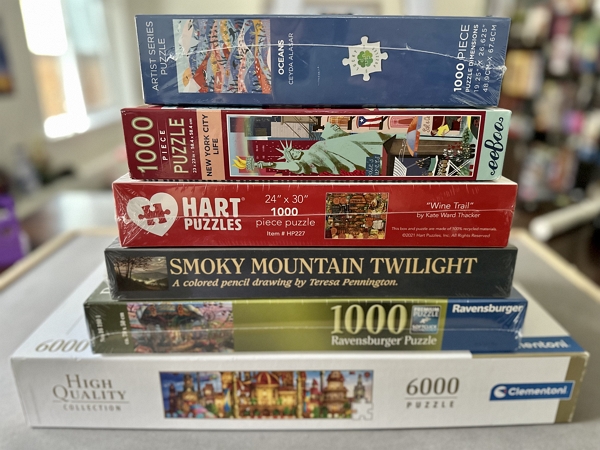 stack of puzzles