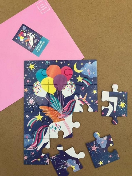 Unicorn Party Greeting Card puzzle