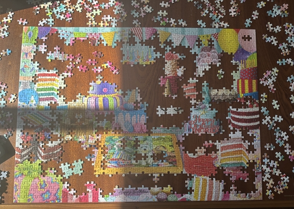 Birthday Cake Party Puzzle in process