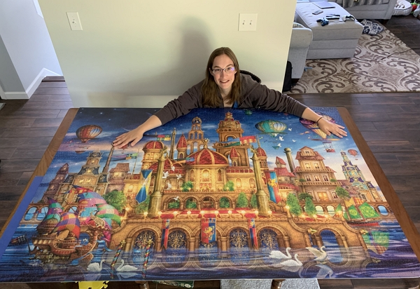 Gail with the finished puzzle