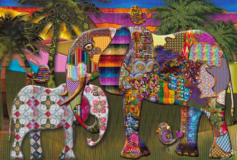 1000 Pieces Paper Jigsaw Puzzles Two Elephants Assembling Picture Kit 