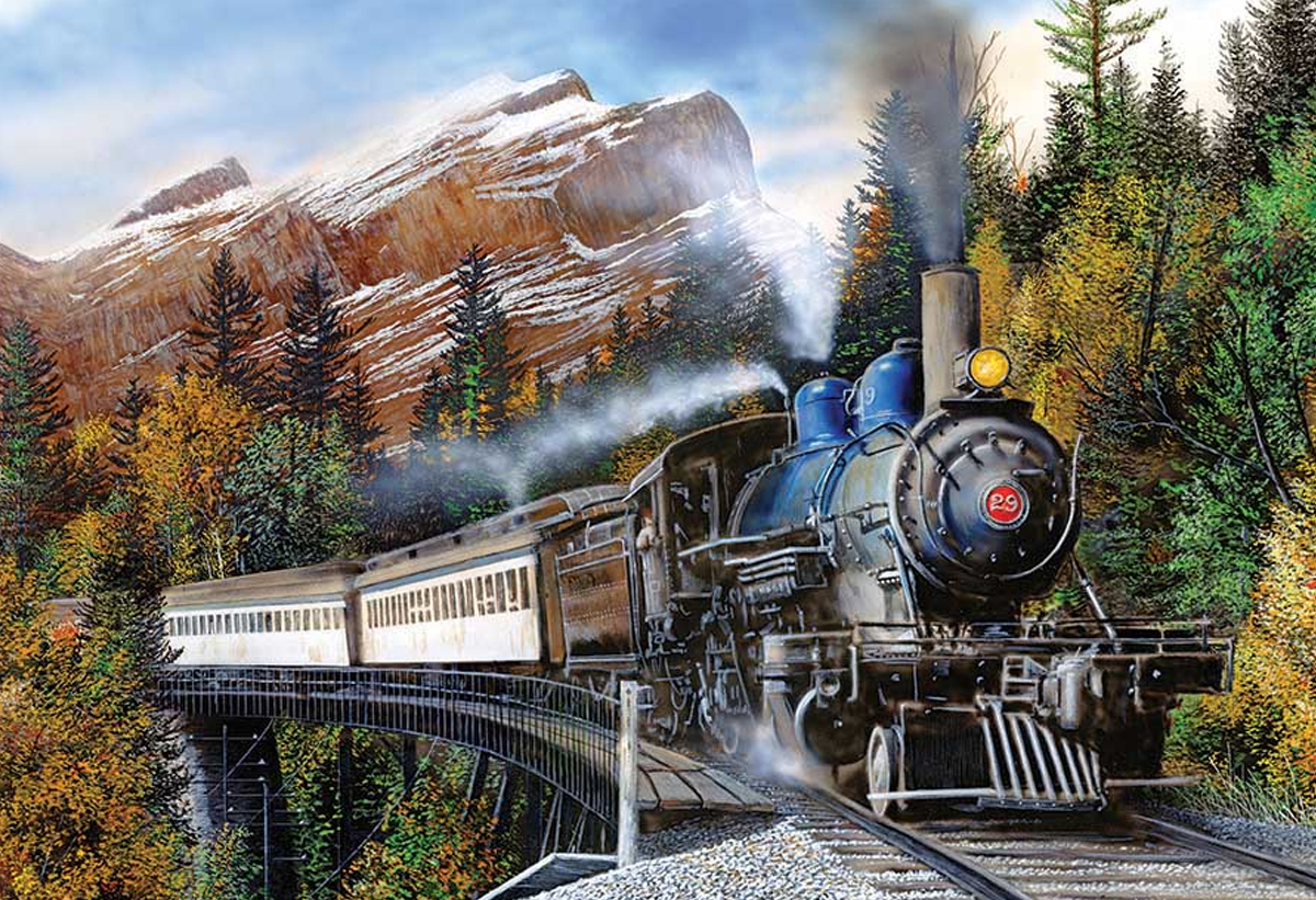 Alberta Bound Glow in The Dark Railroad Train 1000 PC Jigsaw Puzzle 20 X 27 for sale online