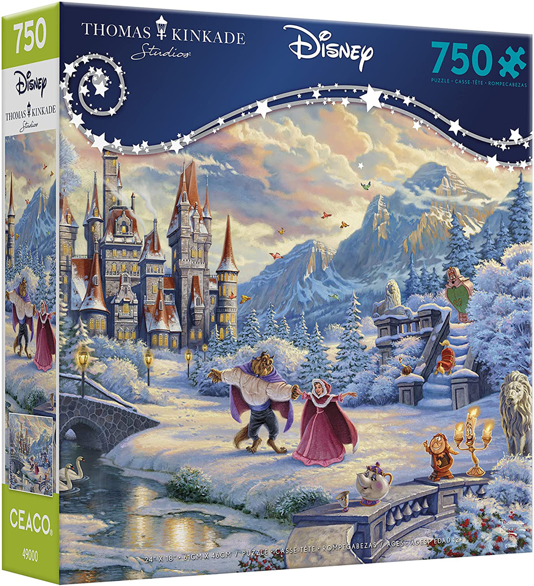 Thomas Kinkade Disney Beauty And The Beast Winter 1000 Piece Jigsaw 