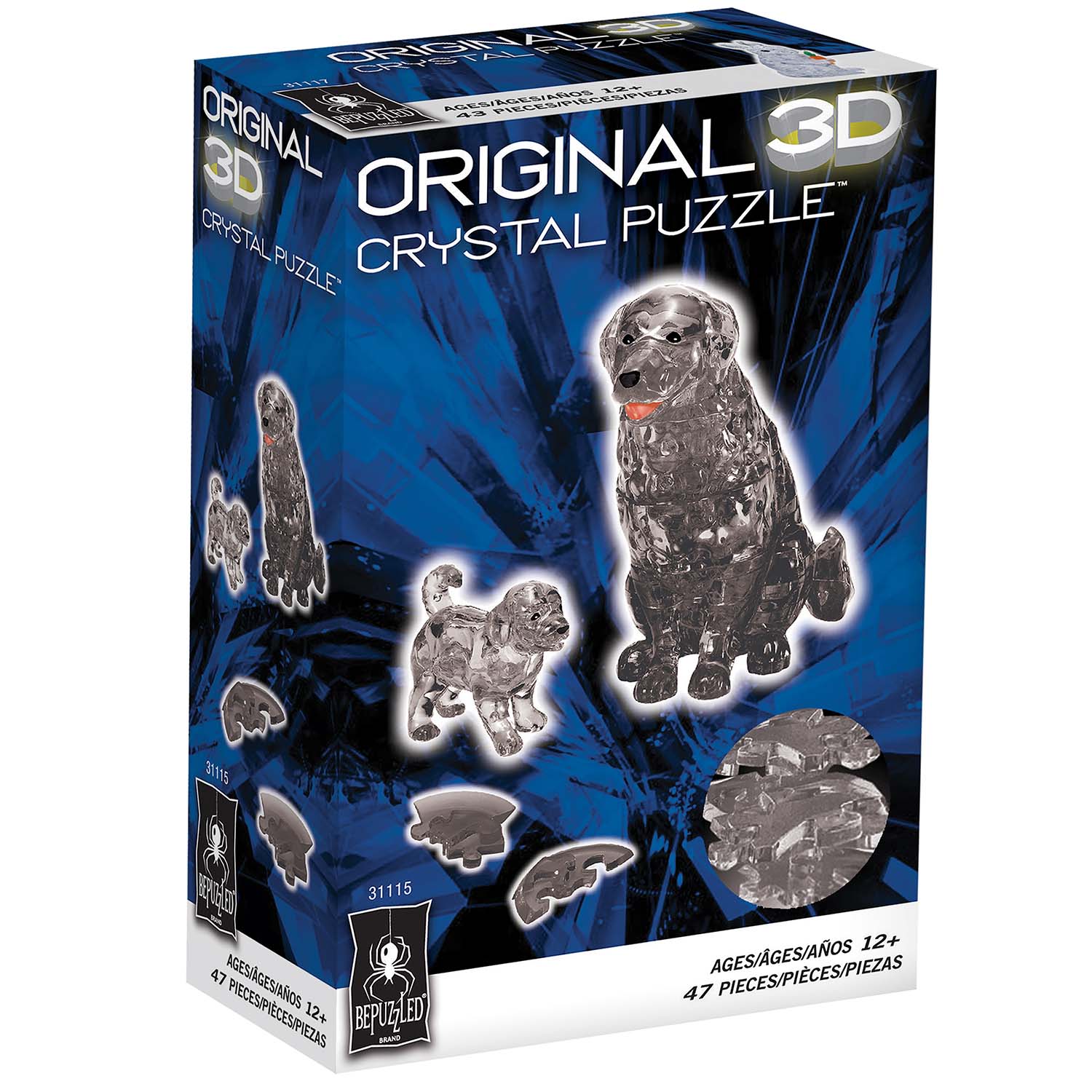 Dog And Puppy 3D Crystal Puzzle 47 Pieces Bepuzzled Puzzle Warehouse   023332311156 B2 