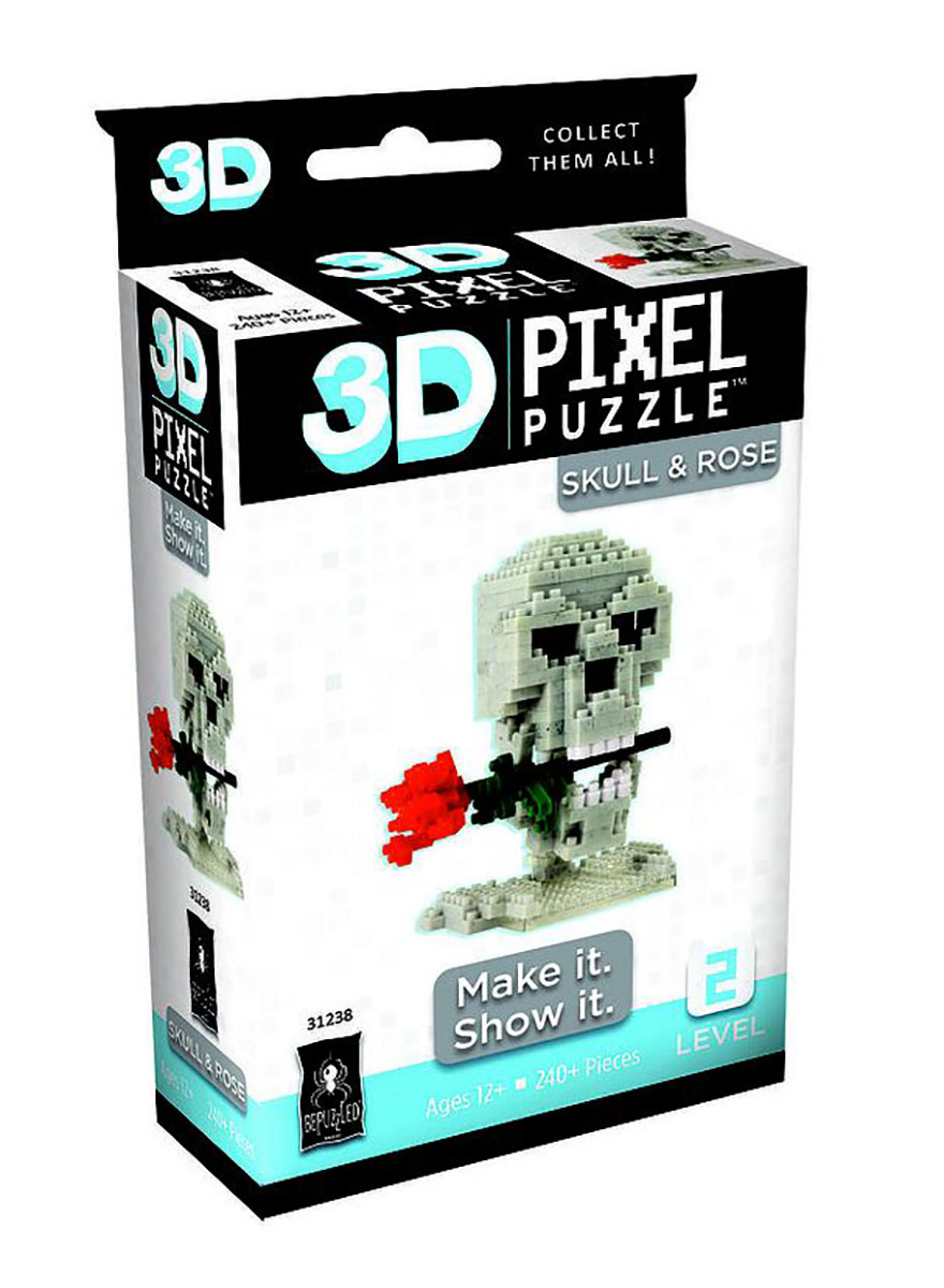 Skull and Rose 3D Pixel Puzzle