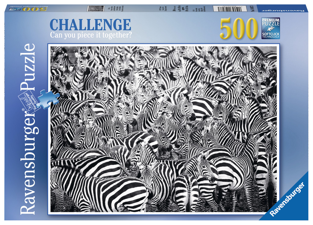 Zebra Challenge, 500 Pieces, Ravensburger Puzzle Warehouse