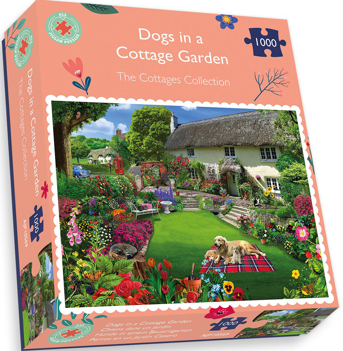 Dogs in a Cottage Garden