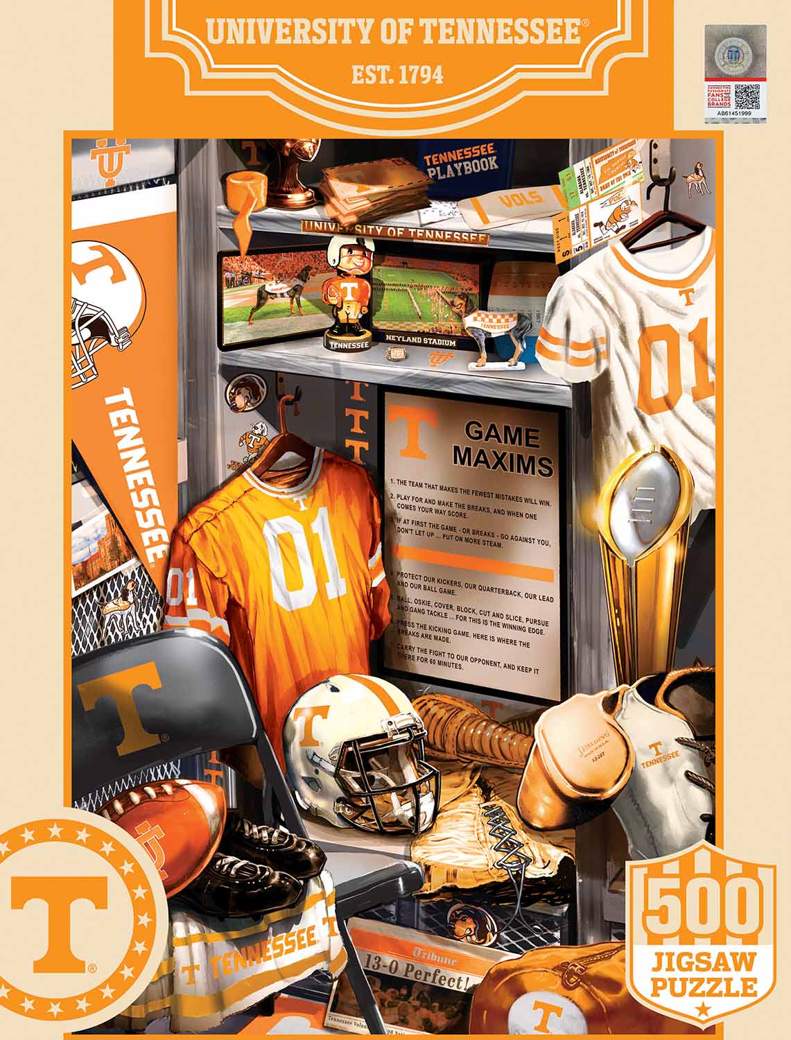 Tennessee Volunteers NCAA Locker Room, 500 Pieces, MasterPieces ...