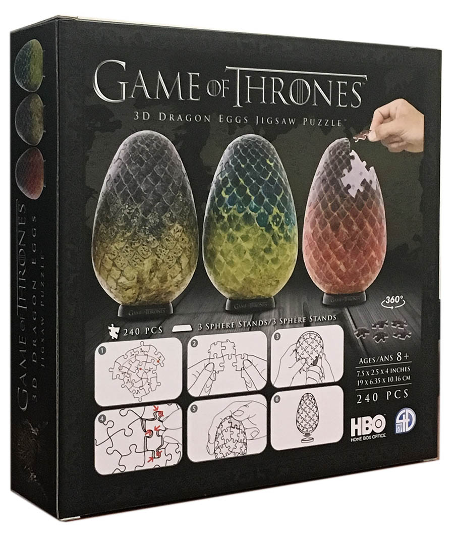 3D Puzzle Game Of Thrones Dragon Egg Rhaegal Green 80 Pieces 