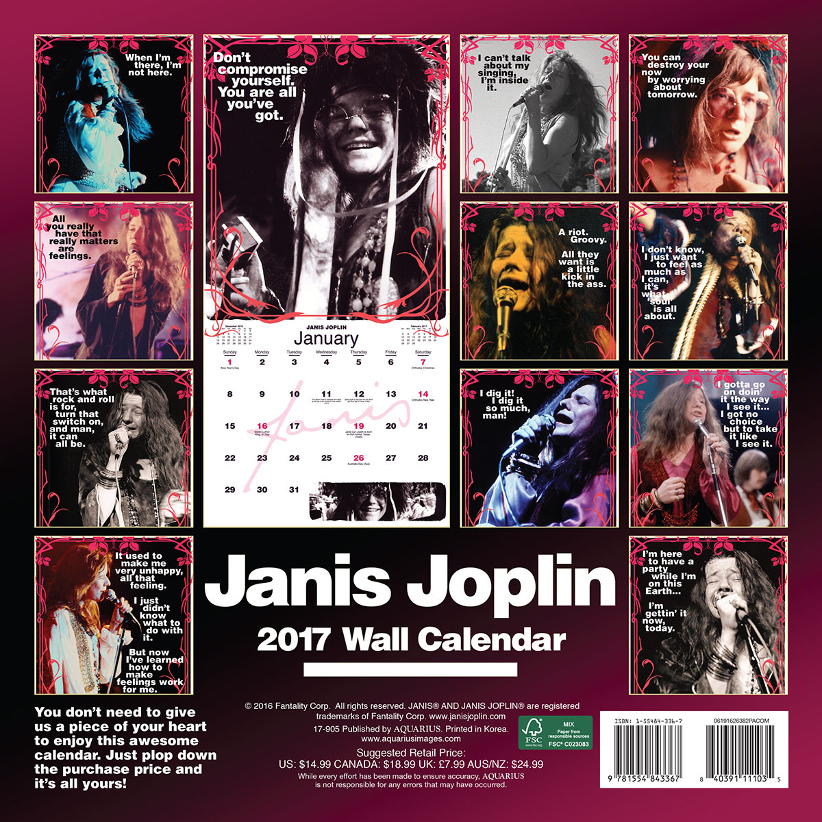 Janis Joplin 2017 Wall Calendar, Aquarius | Puzzle Warehouse