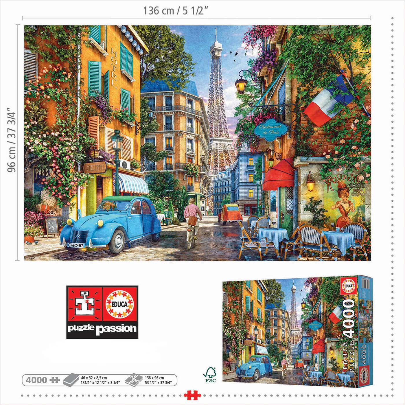 The Old Streets Of Paris, 4000 Pieces, Educa | Puzzle Warehouse