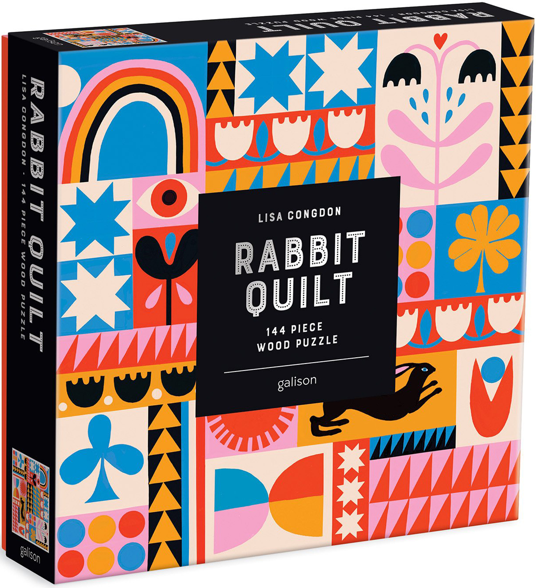 Lisa Congdon Rabbit Quilt Wood Puzzle