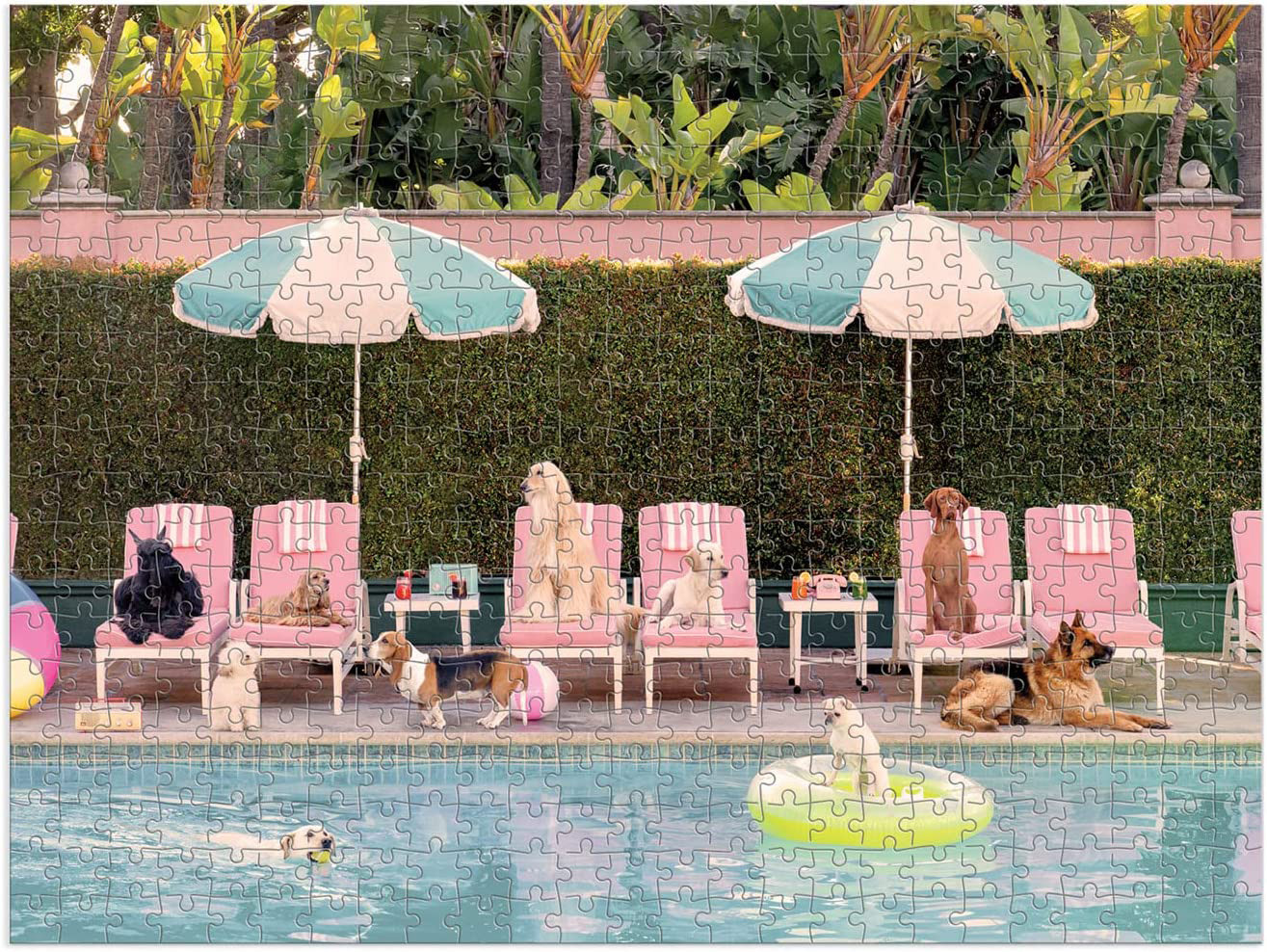 The Dogs at the Beverly Hills Hotel Double Sided Puzzle