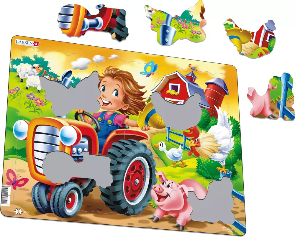 On the Farm: Tractor Racing a Pig