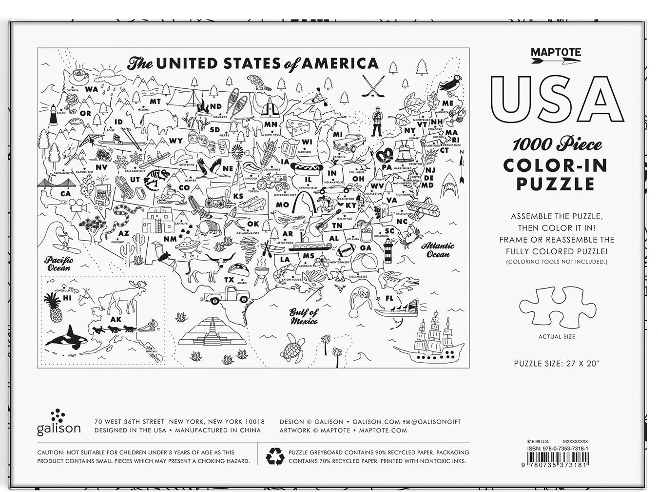 Maptote USA Color-In