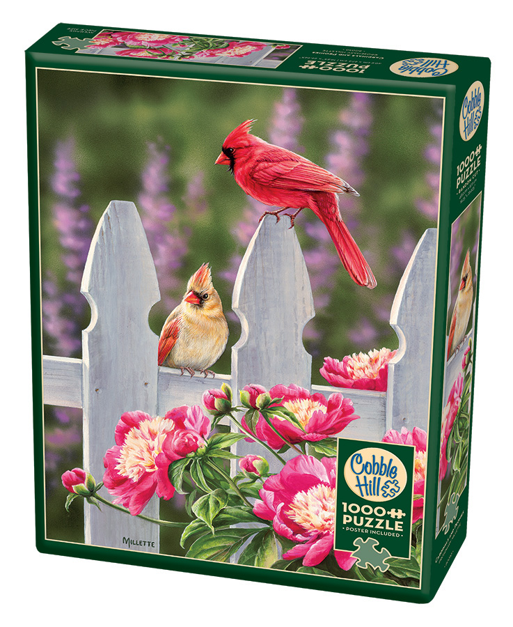 Cardinals and Peonies, 1000 Pieces, Cobble Hill | Puzzle Warehouse