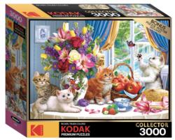 Kodak 3000 pc - Fluffy Kittens in the Living Room Animals Jigsaw Puzzle