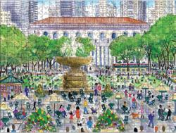 Michael Storrings Springtime at the Library Double-Sided Puzzle New York Jigsaw Puzzle