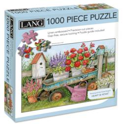 Blue Wagon Flower & Garden Jigsaw Puzzle