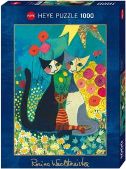 Flowerbed Cats Jigsaw Puzzle
