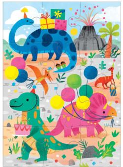 Dino Party Greeting Card Puzzle Dinosaurs Jigsaw Puzzle