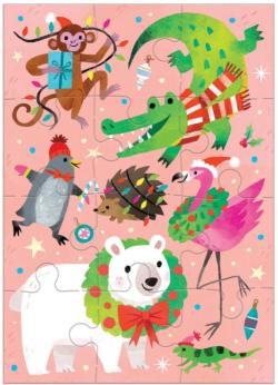 Merry Animals Greeting Card Puzzle Animals Jigsaw Puzzle