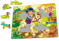 On the Farm: Riding a Pony and Feeding Chickens Farm Tray Puzzle