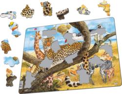 Leopard Lounging in a Tree on the African Savannah Jungle Animals Tray Puzzle