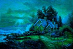 Seaside Cottage Fine Art Glow in the Dark Puzzle