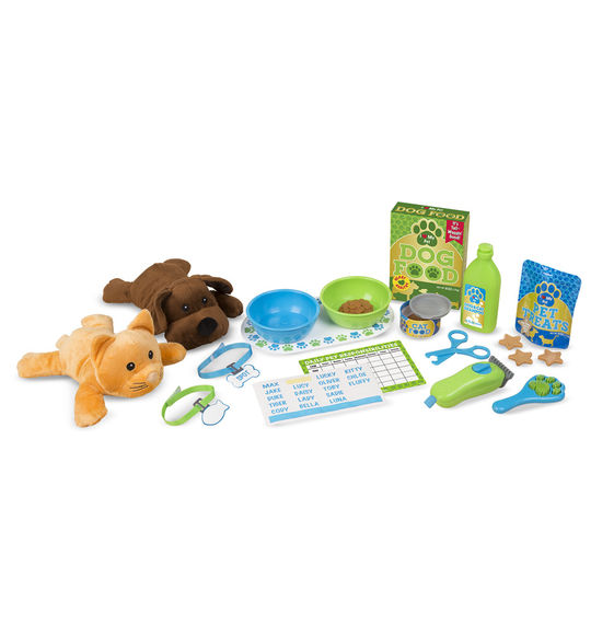 melissa & doug feeding and grooming pet care play set