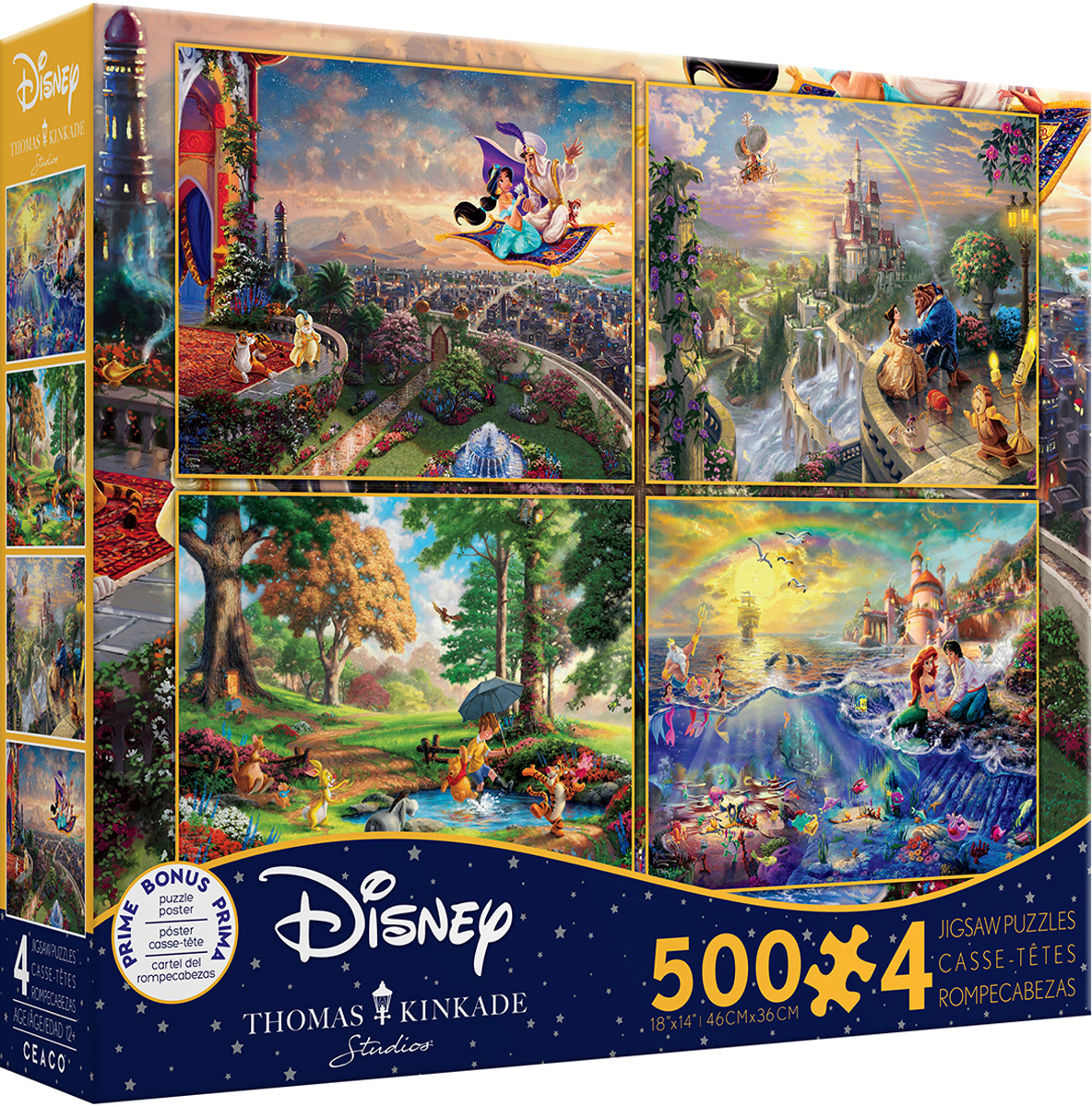 Thomas Kinkade Disney Dreams Collection 4 in 1 Multipack Puzzle Set - Scratch and Dent Disney Jigsaw Puzzle