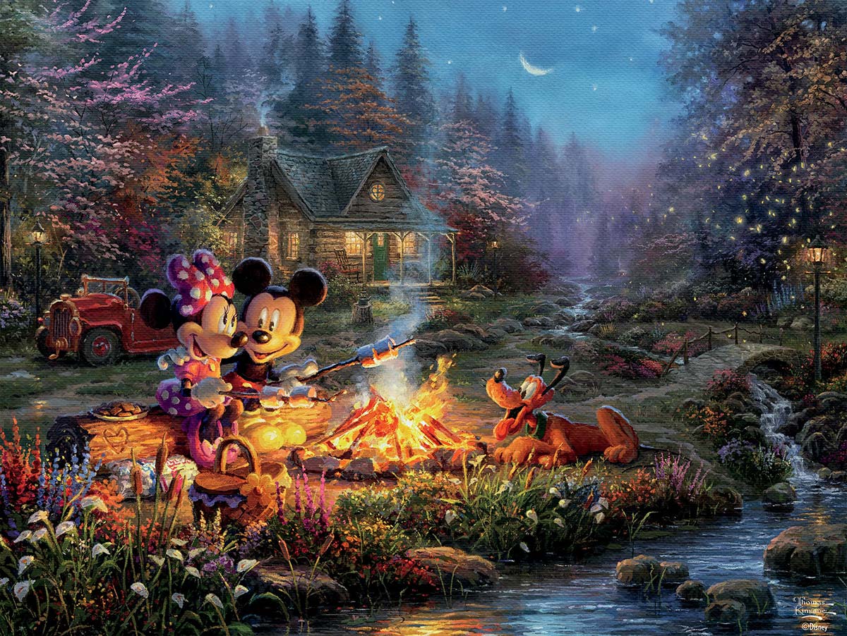 Thomas Kinkade Disney - Mickey and Minnie Campfire Disney Jigsaw Puzzle