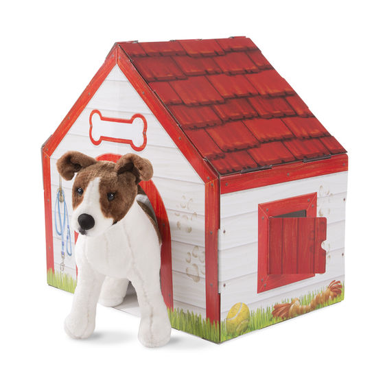 plush dog house with puppies