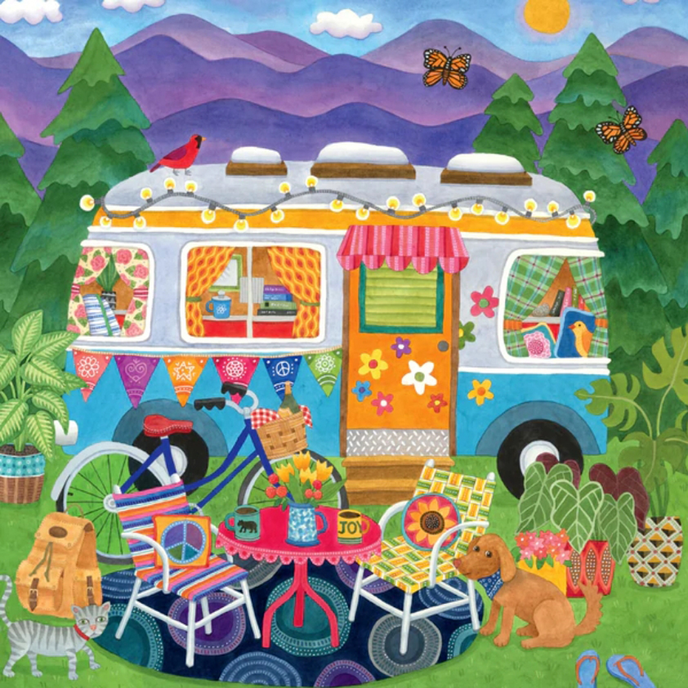 Happy Camper - Mountain Camper - Scratch and Dent Vehicles Jigsaw Puzzle