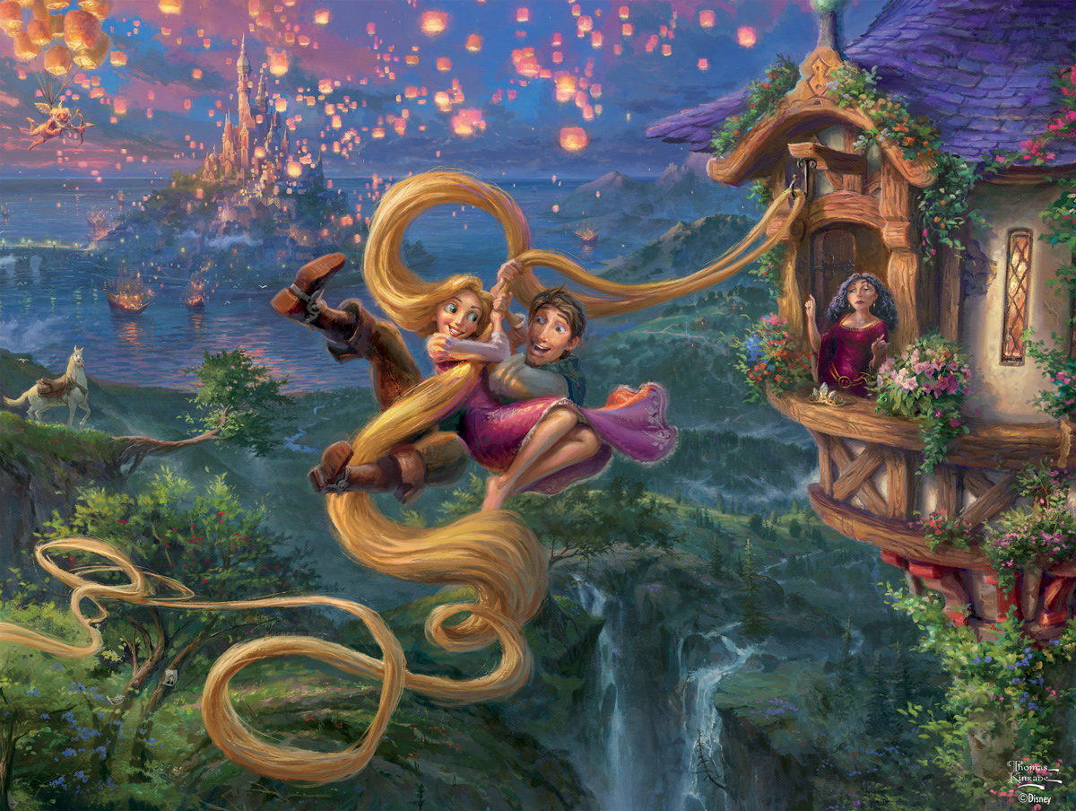 Thomas Kinkade Disney - Tangled Up In Love Disney Jigsaw Puzzle