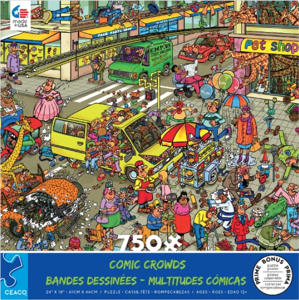 Comic Crowds - Street Scene - Scratch and Dent Jigsaw Puzzle
