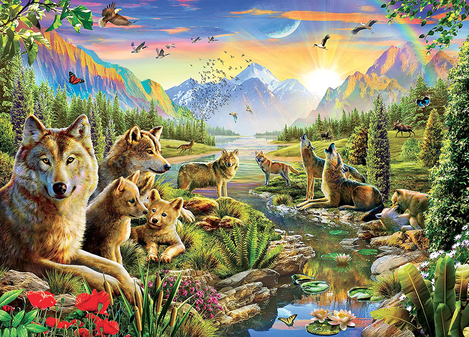 Summer Wolf Family Wolf Jigsaw Puzzle