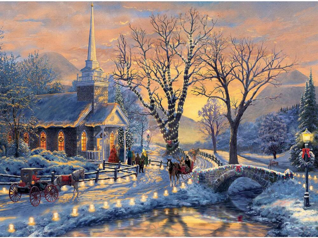 Holiday Evening Sleigh Ride Religious Jigsaw Puzzle