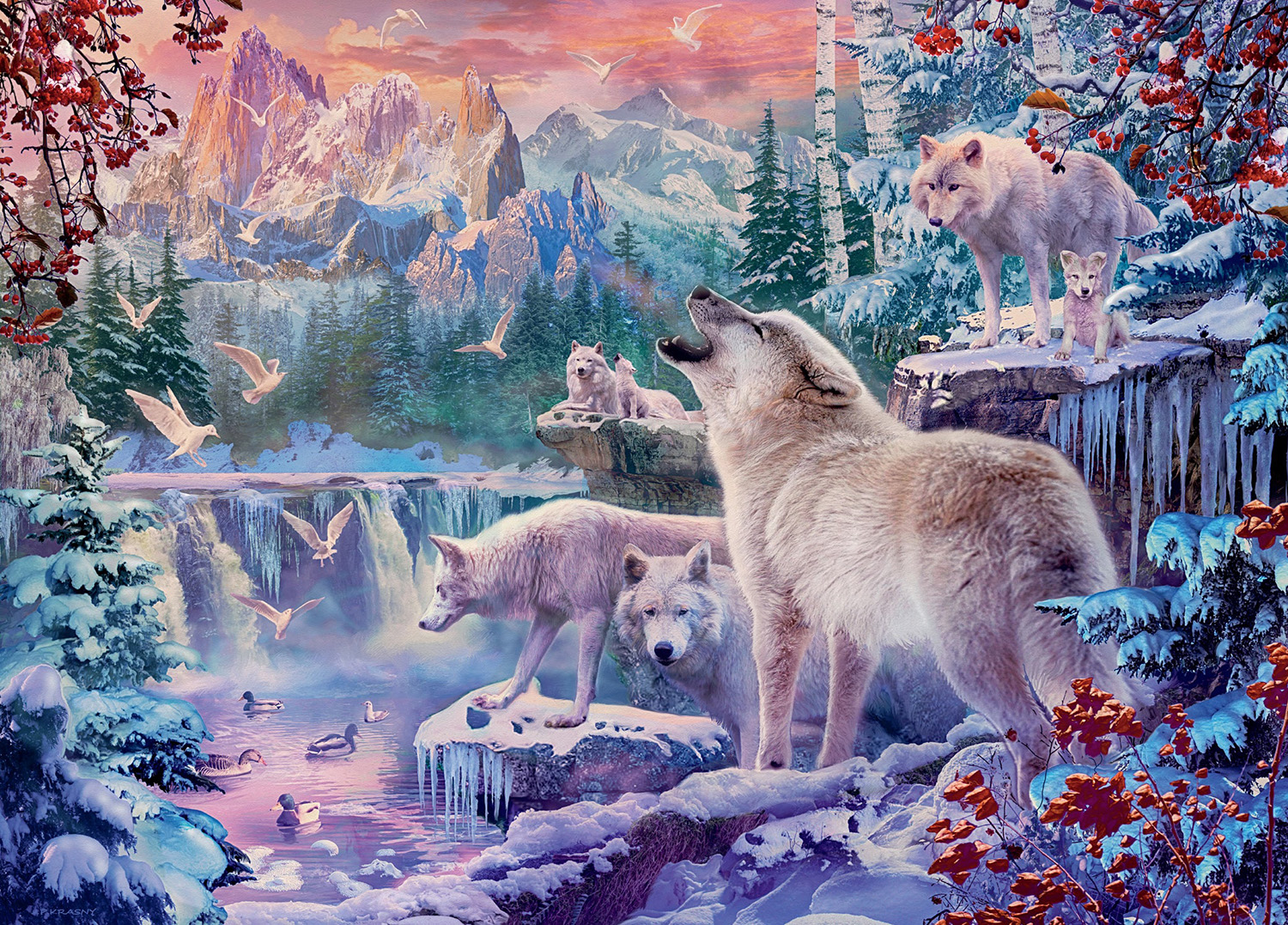 Wolves - White Wolves Wolf Jigsaw Puzzle