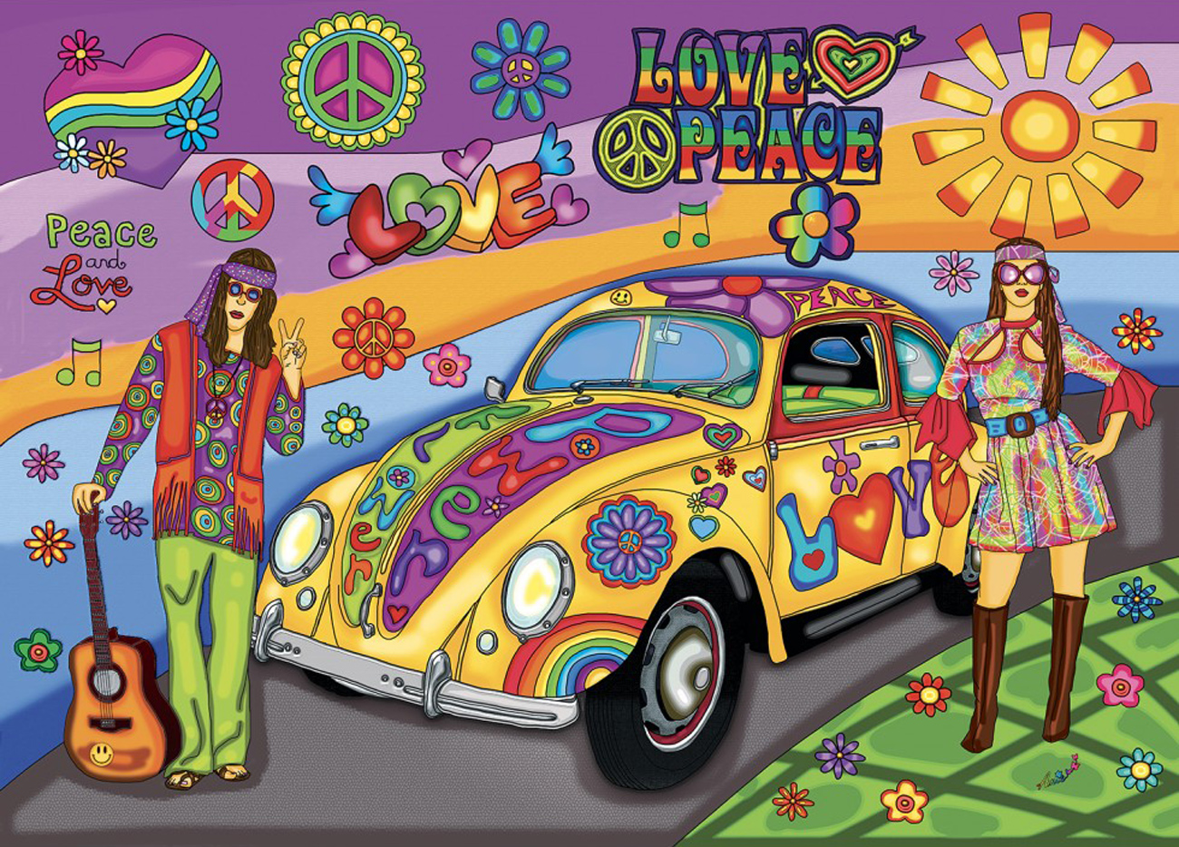 Peace and Love Car Jigsaw Puzzle