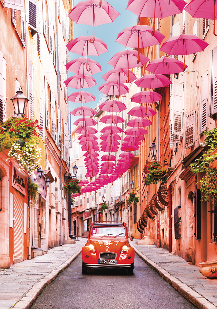 The Pink Umbrellas Car Jigsaw Puzzle