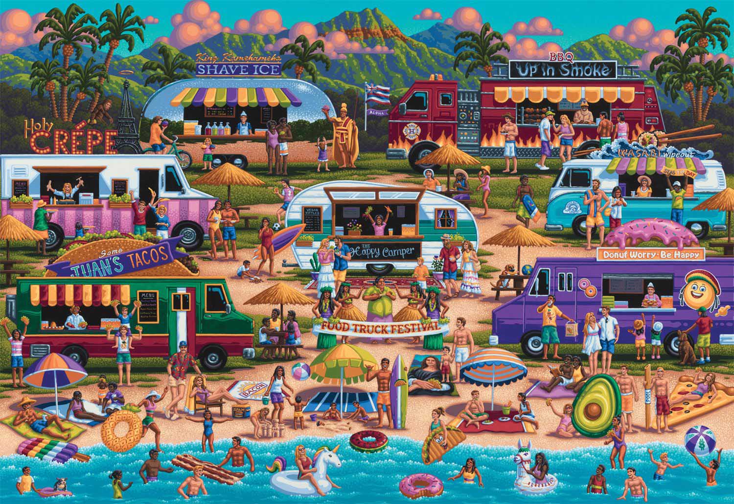 Hawaiian Food Truck Festival - Scratch and Dent Summer Jigsaw Puzzle
