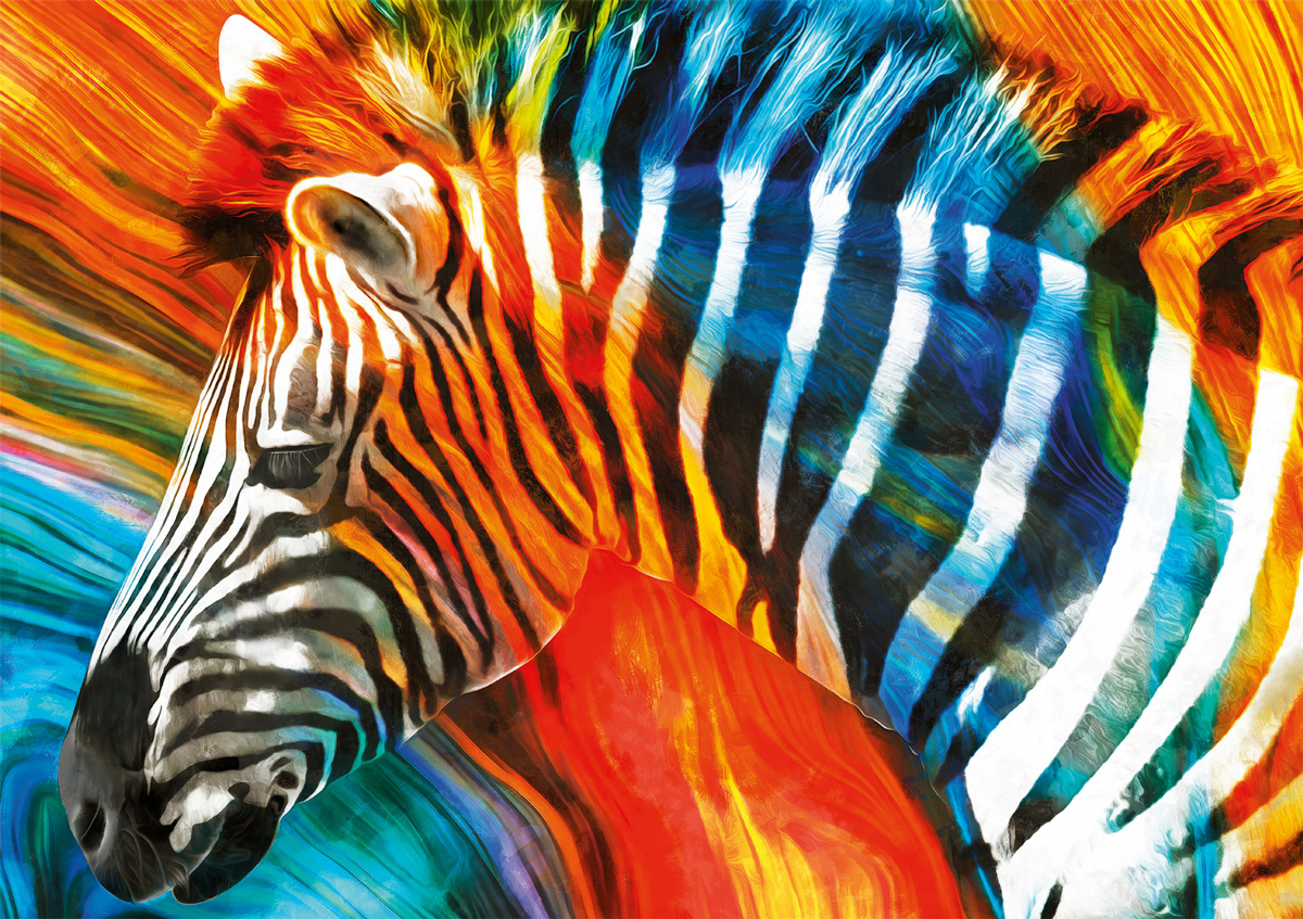 Colorful Zebra Safari Animals Jigsaw Puzzle