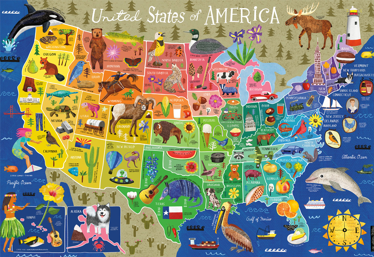USA in Color - Scratch and Dent Maps & Geography Jigsaw Puzzle