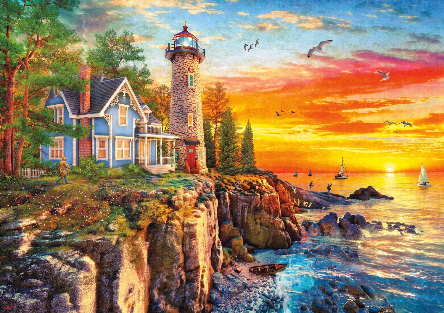 Rocky Cliff Lighthouse Lighthouse Jigsaw Puzzle