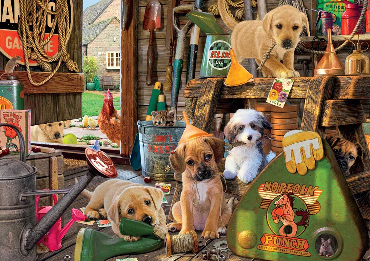 Puppy Workshed Buffalo Games 300 Large Piece Jigsaw Puzzle 