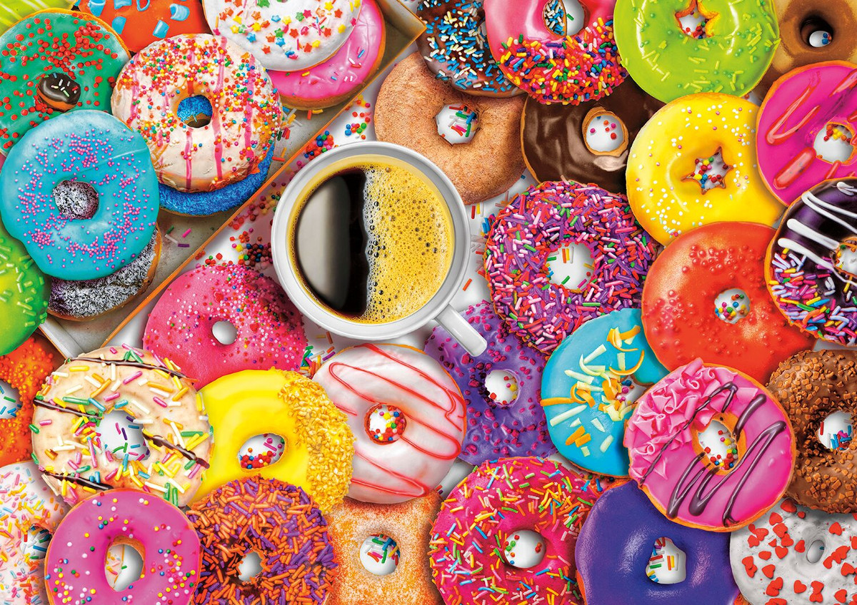 Fresh Donuts Jigsaw Puzzle 500 Pieces 18.25" X 11" Donuts Piece Puzzle NEW 